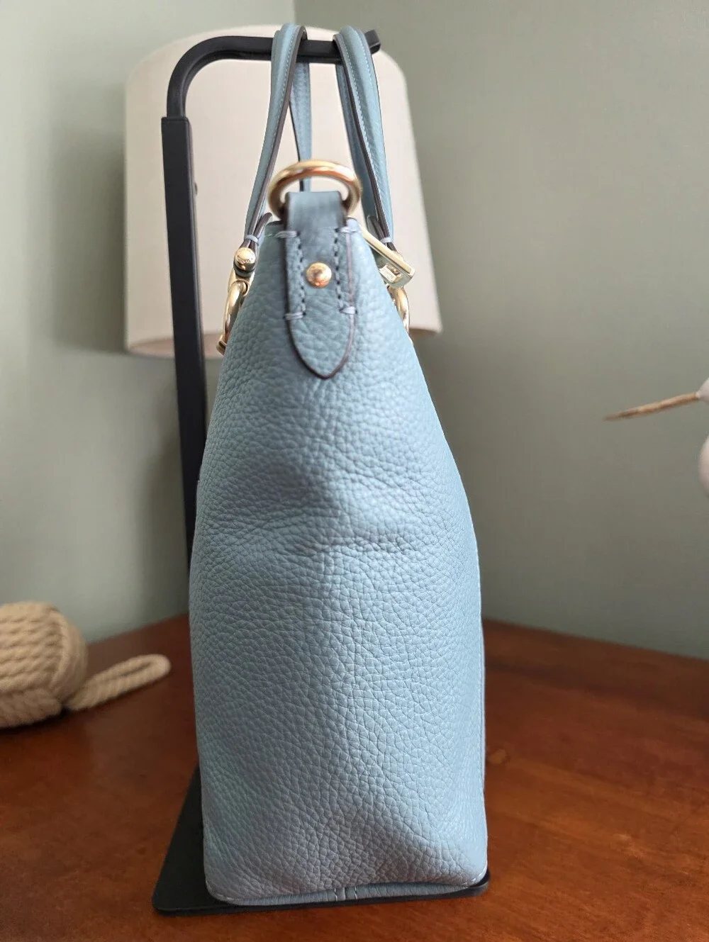 Coach C6229 Kasey Satchel Sky Blue Pebbled Leather Crossbody Bag